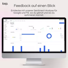 Dashboard zur Sentiment-Analyse von Kundenfeedback. Visualisierung von Google- und CRM-Bewertungen zur gezielten Serviceoptimierung. Ideal für datenbasierte Entscheidungsfindung und Kundenzufriedenheit.