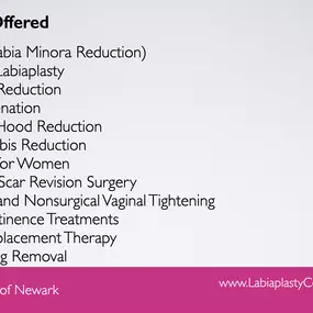 Labiaplasty Center of Newark.- Procedures Offered