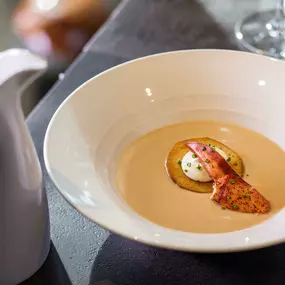 Maine Lobster Bisque poured tableside.