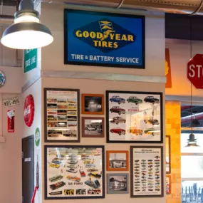 Portillo's Richmond interior with historic automobile themed memorabilia