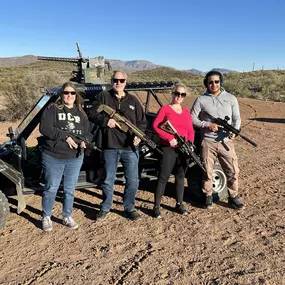 This group is all smiles as they gear up for an exciting ATV tour and adventure with Desert Wolf Tours! Ready for a thrilling group adventure, they’re set to explore the Arizona desert and make unforgettable memories.