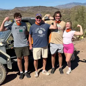 This group is showing off their strength after an epic day with Desert Wolf Tours! If you're looking for ATV rentals in Phoenix, AZ, Desert Wolf offers the ultimate adventure, letting you explore the beautiful desert terrain in style.