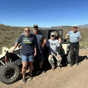 Smiles, sunshine, and adventure—this group just wrapped up an unforgettable ATV rental tour with Desert Wolf Tours! Their rugged Tomcar provided a safe and thrilling ride through Arizona’s breathtaking desert landscape. Ready to hit the trails? Book your off-road experience today!