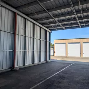 Enclosed vehicle storage on the corner of Promenade Street and Southport Parkway