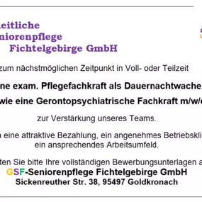 Bild von GSF Ganzheitliche Seniorenpflege Fichtelgebirge GmbH