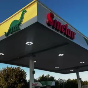 Sinclair gas station fueling island.