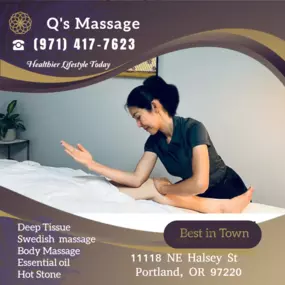 Massage techniques are commonly applied with hands, fingers, 
elbows, knees, forearms, feet, or a device. 
The purpose of massage is generally for the treatment of 
body stress or pain.