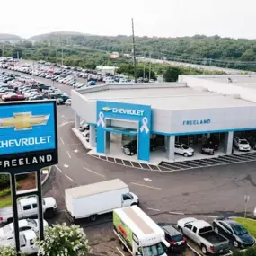 Overhead view of Freeland Chevrolet dealership exterior in Antioch, TN