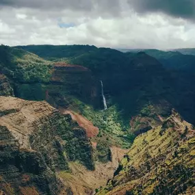 spectacular view of the waimea canyon with cloud cover