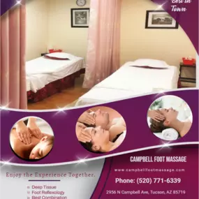 A couple's massage is just like any other massage service, 
but you and your partner receive the massage at the same time, 
on separate tables, and by two different massage therapists. 
The massage is generally offered in a private room on side-by-side massage tables.