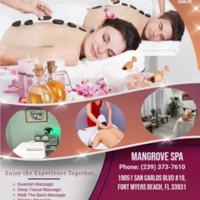 A couple's massage is just like any other massage service, 
but you and your partner receive the massage at the same time, 
on separate tables, and by two different massage therapists. 
The massage is generally offered in a private room on side-by-side massage tables.