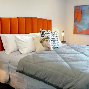 bedroom, The Shay, an apartment community in downtown Oklahoma City that leases studio and 1 bedroom apartment homes