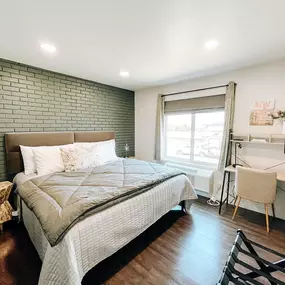 bedroom, The Shay, an apartment community in downtown Oklahoma City that leases studio and 1 bedroom apartment homes