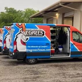 The fleet of 72 Degrees Texas trucks
