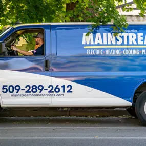 The Mainstream Home Services truck parked on the street