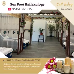 If you're looking to treat your feet to some well-deserved relaxation in Des Moines, IA, look no further than Sen Foot Reflexology. This hidden gem offers top-notch foot massages that will leave you feeling rejuvenated and refreshed. Whether you're seeking relief from a long day's work or simply want to indulge in some self-care, Sen Foot Reflexology has got you covered. Stop by and let their skilled therapists work their magic on your tired soles - your feet will thank you later!