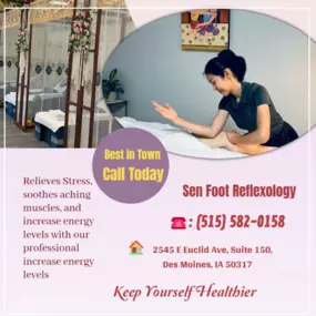 Whether it's stress, physical recovery, or a long day at work, Sen Foot Reflexology has helped 
many clients relax in the comfort of our quiet & comfortable rooms with calming music.