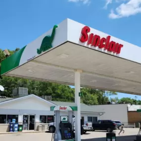 Sinclair gas station fueling island