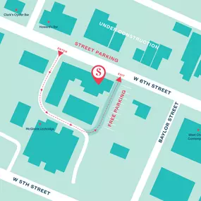 Parking for free in the back (see map)