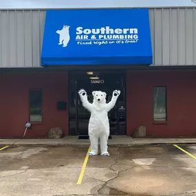 Southern Air Heating, Cooling, Plumbing & Electrical bear outside of building