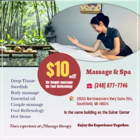 Massage techniques are commonly applied with hands, fingers, 
elbows, knees, forearms, feet, or a device. 
The purpose of massage is generally for the treatment of 
body stress or pain.