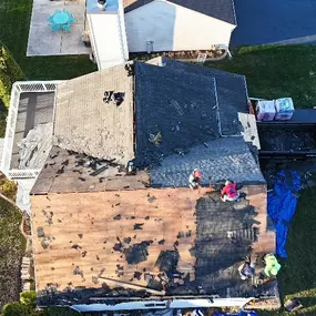 After a storm damage inspection on a 2 layer roof, we gave a free roof estimate and less than a week later we completed a Roof tear off with a roof replacement.