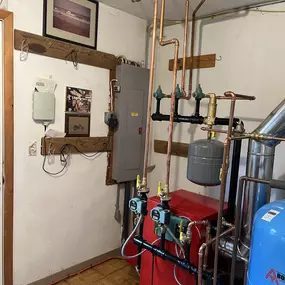 Oil fired hot water boiler install ￼