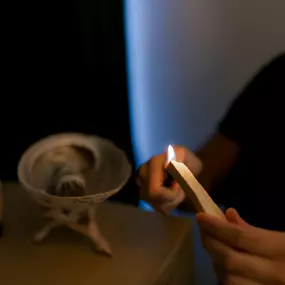 A peaceful moment of preparation, setting the tone for intentional healing and inner balance.