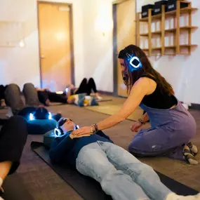 A peaceful setting prepared for a guided Holotropic Breathwork session, designed to support emotional release and inner exploration.