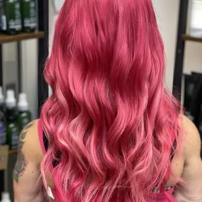 Bright Pink Hair Color and Extensions in Knoxville, TN