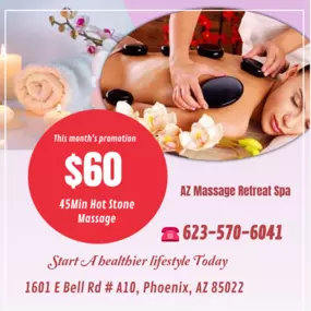 A hot stone massage is a type of massage therapy. It's used to help you relax and ease tense muscles 
and damaged soft tissues throughout your body.