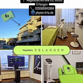 PhysioKris Praxis für Physiotherapie - Erlangen
Nägelsbachstraße 26
91052 Erlangen
Tel: 015566 941984