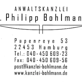 Visitenkarte - Anwaltskanzlei Bohlmann