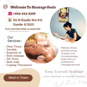 Massage techniques are commonly applied with hands, fingers, 
elbows, knees, forearms, feet, or a device. 
The purpose of massage is generally for the treatment of 
body stress or pain.