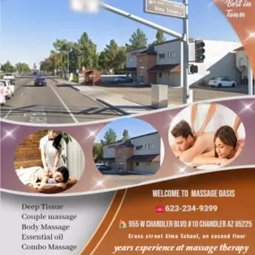 Our traditional full body massage in Chandler, AZ 
includes a combination of different massage therapies like 
Swedish Massage, Deep Tissue, Sports Massage, Hot Oil Massage
at reasonable prices.