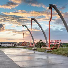 Play structures, Ski Chairs and Dog Park.