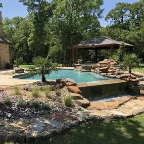 completed pool build and backyard makeover