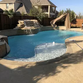 completed pool build and backyard makeover