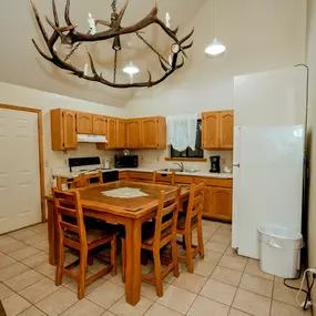 All cabin lodging at Northwoods Cabins includes a full kitchen and dining area.