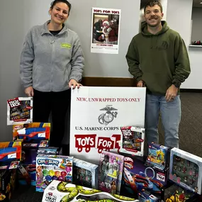 Thank you Nicole Frost form Howard Hanna for stopping by with a bunch of toys to fill our Toys for Tots box!