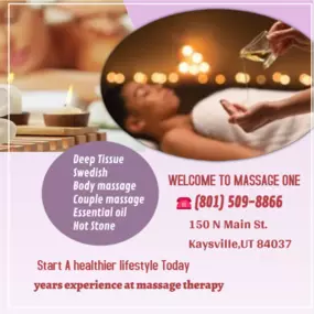 Our traditional full body massage in Kaysville, UT
includes a combination of different massage therapies like 
Swedish Massage, Deep Tissue,  Sports Massage,  Hot Oil Massage
at reasonable prices.