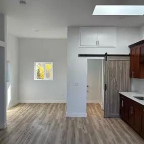 Open Kitchen with Sliding Door