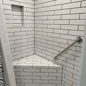 Installed Handrails in Finished Tile Shower