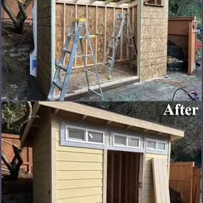 Before VS After of finished Shed Construction