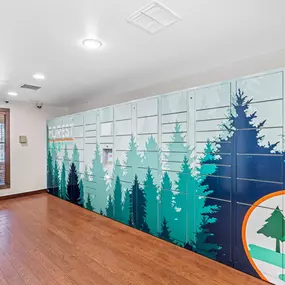 Indoor mail and package lockers.