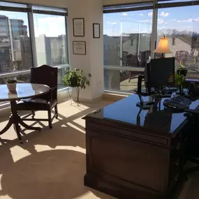 interior office with wood furniture