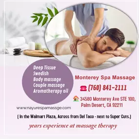 The full body massage targets all the major areas of the body that are most subject to strain and
discomfort including the neck, back, arms, legs, and feet. 
If you need an area of the body that you feel needs extra consideration, 
such as an extra sore neck or back, feel free to make your massage therapist aware and
they will be more than willing to accommodate you.