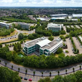 Aerial view of Conectid Group’s new office location in Thames Valley Park, Reading, symbolizing the company’s strategic move to enhance collaborations and innovation in the heart of the U.K.’s technology hub.