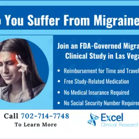 Join a Migraine treatment clinical study in Las Vegas. Get a free medical exam and exclusive access to medication. Space is limited.
Call 702-714-7748
#Migraines #ClinicalStudy #LasVegas