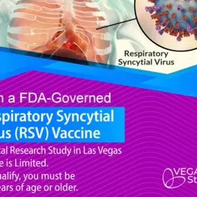 Join a Respiratory Syncytial Virus Vaccine (RSV) clinical research study in Las Vegas. Must be 60 years of age or older. Space is limited.
#RSV #RespiratorySyncytialVirus #ClinicalStudy #LasVegas